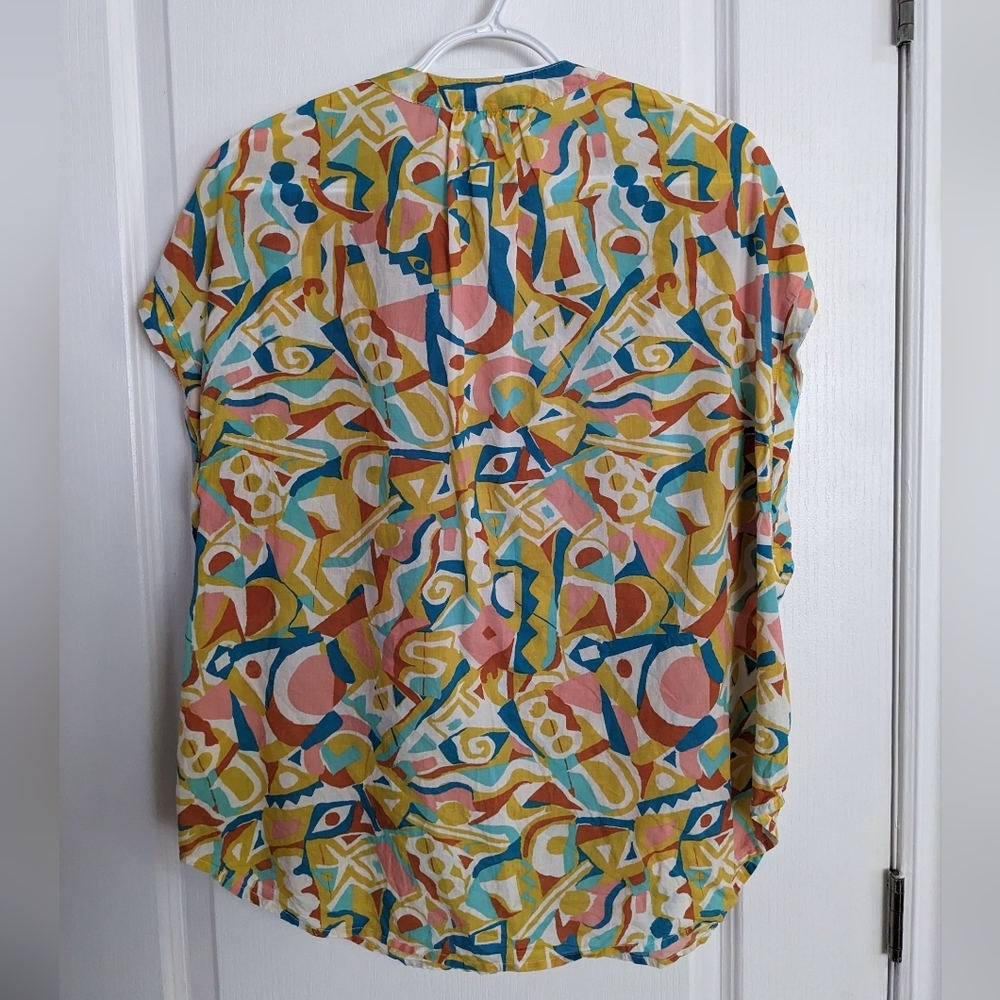 Anthropologie Danielle Kroll Brooklynite Printed Top shirt Medium - Picture 6 of 10